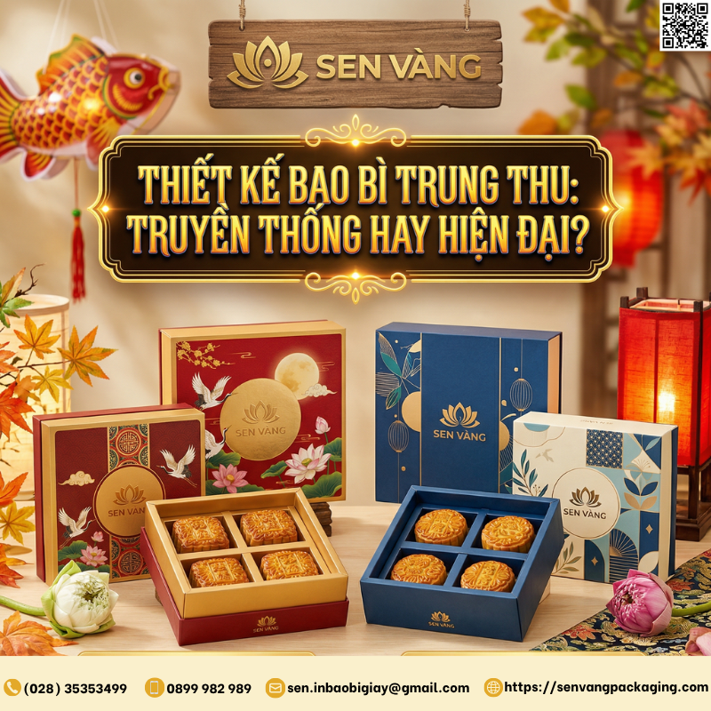 Thiết kế bao bì Trung Thu: Truyền thống hay hiện đại? | Sen Vàng Packaging